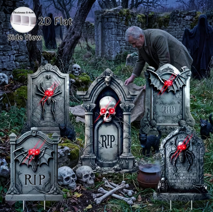 5 Pack Tombstone Halloween Decorations Plastic Yard Signs