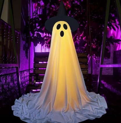 2-Pack for Halloween BIG Ghost Decorations with Witch Hats