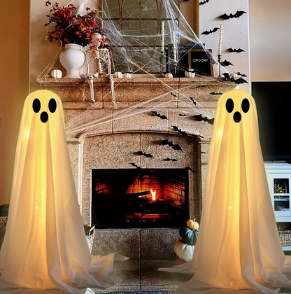 2-Pack for Halloween BIG Ghost Decorations with Witch Hats