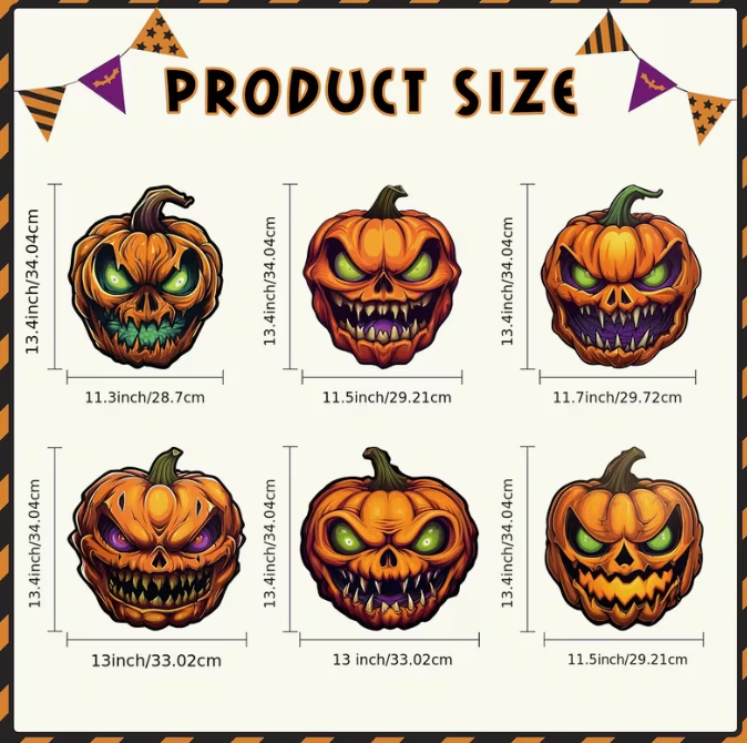 6-Pack Pumpkin Halloween Decorations Plastic Yard Signs with Stakes