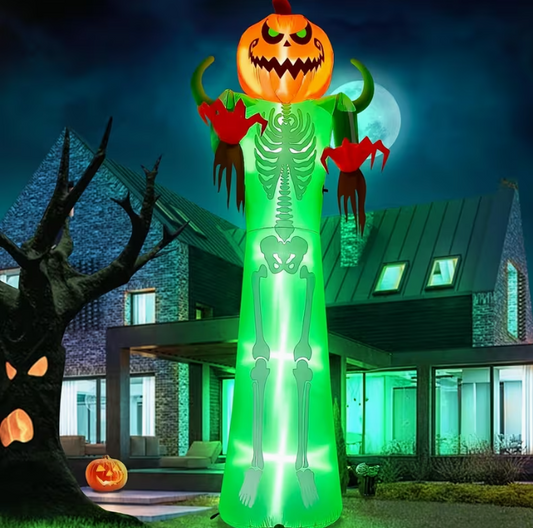 Giant Pumpkin Halloween Outdoor Decoration Scary Pumpkin Skeleton Blow up
