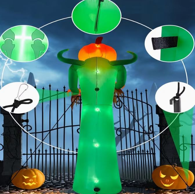 Giant Pumpkin Halloween Outdoor Decoration Scary Pumpkin Skeleton Blow up