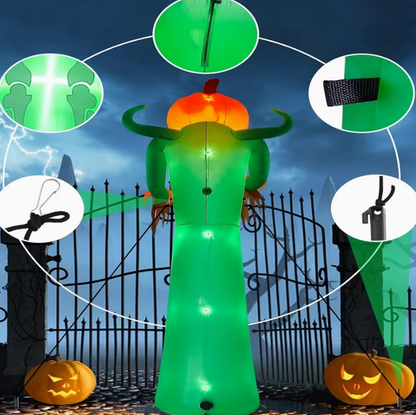 Giant Pumpkin Halloween Outdoor Decoration Scary Pumpkin Skeleton Blow up