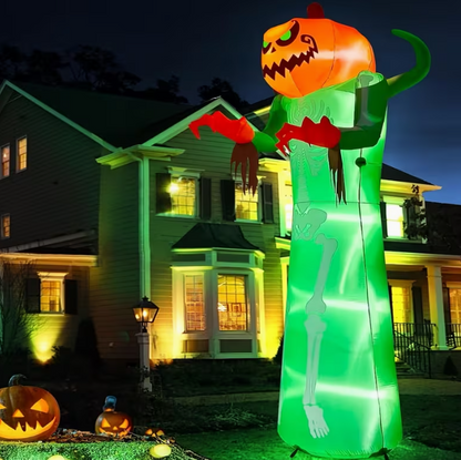 Giant Pumpkin Halloween Outdoor Decoration Scary Pumpkin Skeleton Blow up