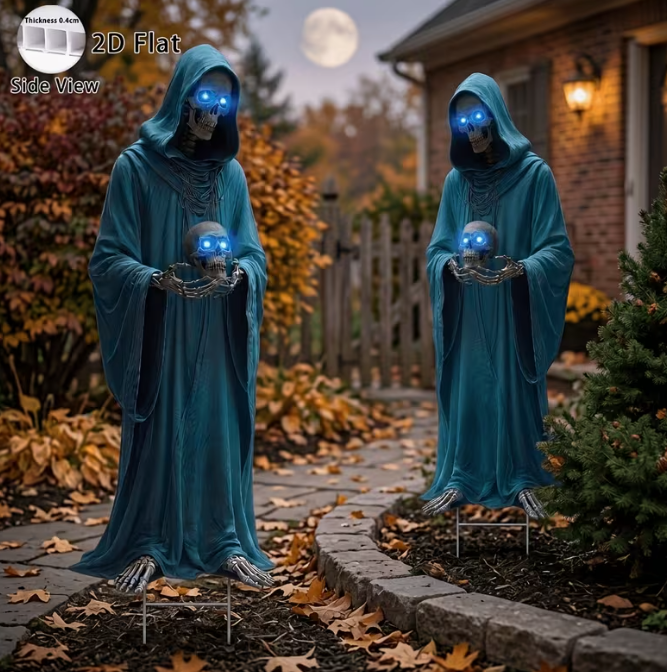 2pcs 39.4-Inch Ghost Halloween Decorative Plastic Sign