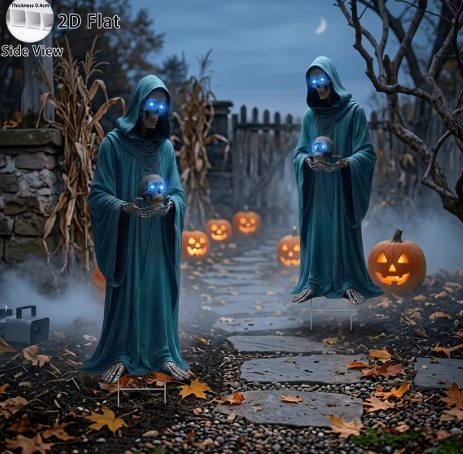 2pcs 39.4-Inch Ghost Halloween Decorative Plastic Sign
