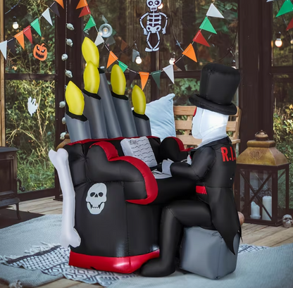 1pc 5.41FT Halloween Inflatable Skeleton Playing Piano