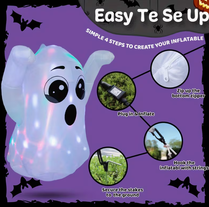 5 FT Tall Halloween Inflatable Friendly Ghost Outdoor Decoration