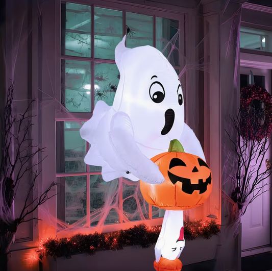 6-Foot Halloween Inflatable Ghost And Pumpkin