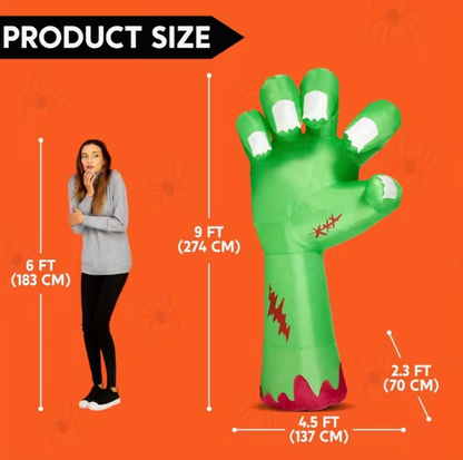 9ft Long Giant Halloween Inflatables Zombie Arm Outdoor Decoration