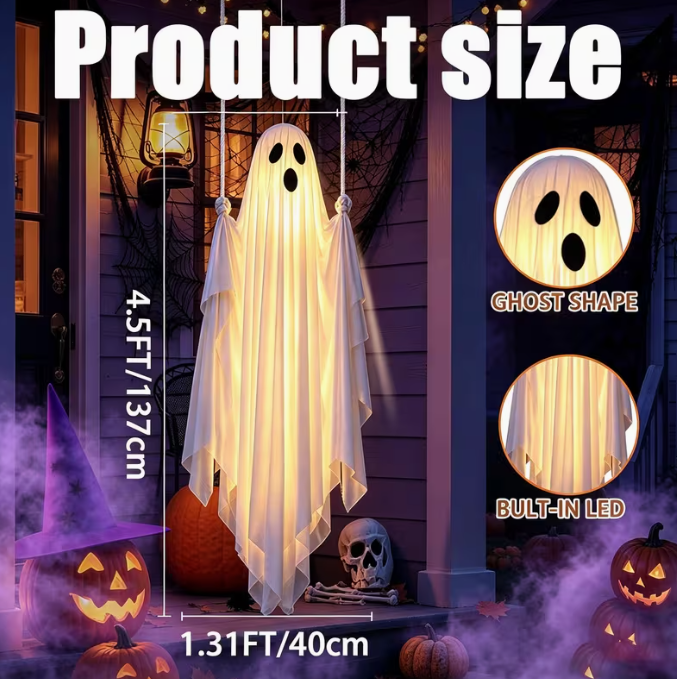 4.5-foot Oversized Hanging Ghost Halloween Decoration
