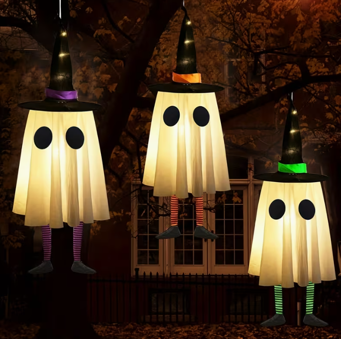 Set Of 3 Halloween Hanging Ghosts