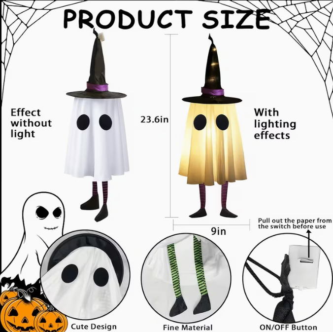 Set Of 3 Halloween Hanging Ghosts