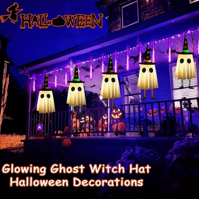 Set Of 3 Halloween Hanging Ghosts