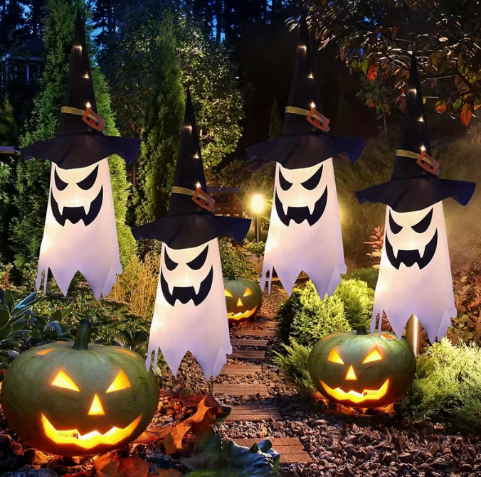 Outdoor 3pcs Large Size Hanging Lighted Glowing Witch Hat
