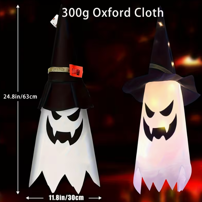 Outdoor 3pcs Large Size Hanging Lighted Glowing Witch Hat