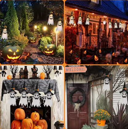 Outdoor 3pcs Large Size Hanging Lighted Glowing Witch Hat
