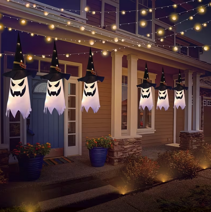Outdoor 3pcs Large Size Hanging Lighted Glowing Witch Hat