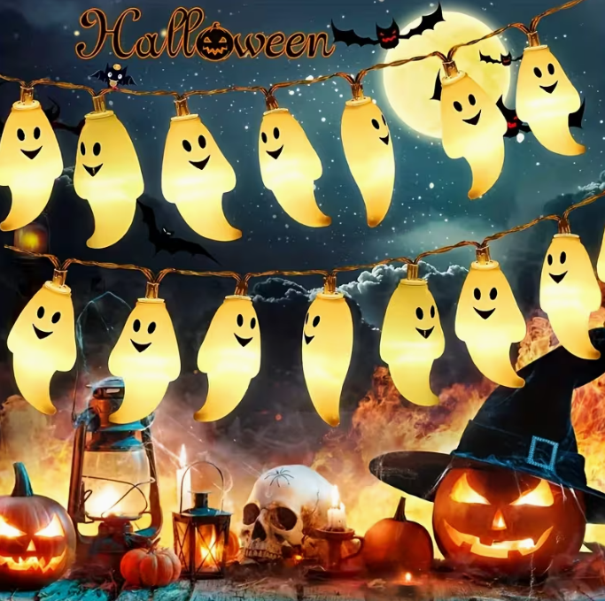 A String of 20 LED Halloween Ghost Lights