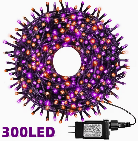 1 Pack 104FT 300LED Orange Purple Halloween Lights