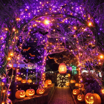 1 Pack 104FT 300LED Orange Purple Halloween Lights