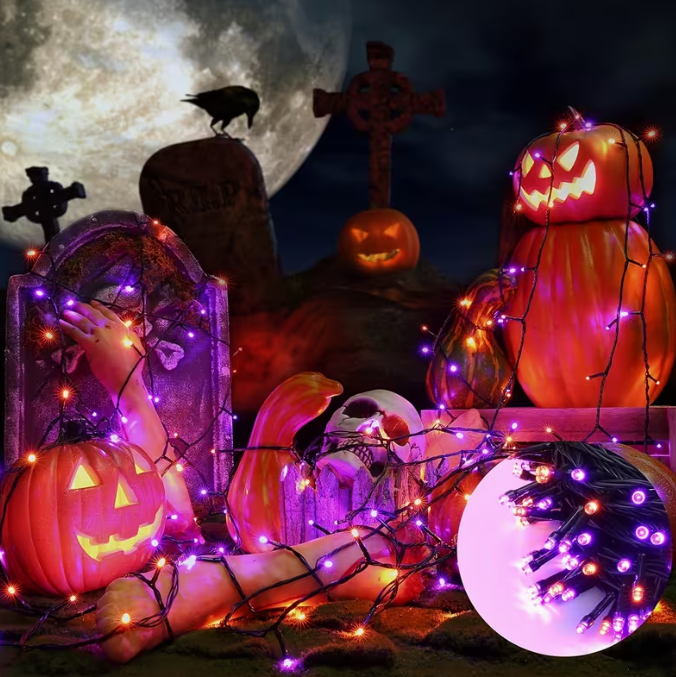 1 Pack 104FT 300LED Orange Purple Halloween Lights