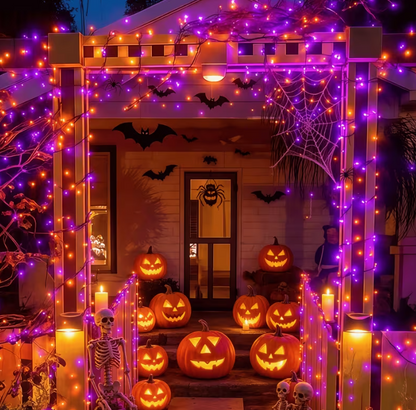 1 Pack 104FT 300LED Orange Purple Halloween Lights