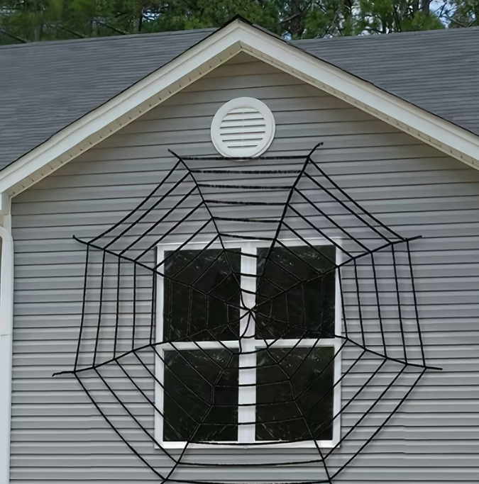 Realistic Plush Spider Web Hanging Decoration 59.05 Inch