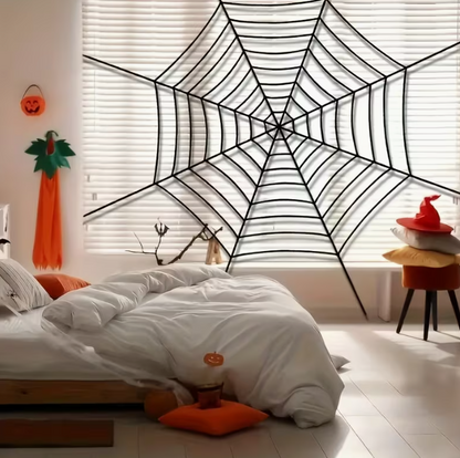 Realistic Plush Spider Web Hanging Decoration 59.05 Inch