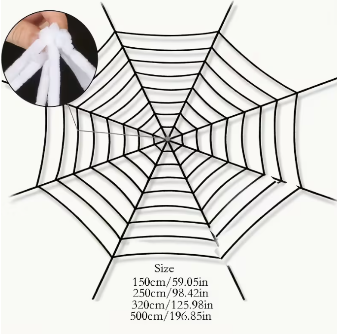 Realistic Plush Spider Web Hanging Decoration 59.05 Inch