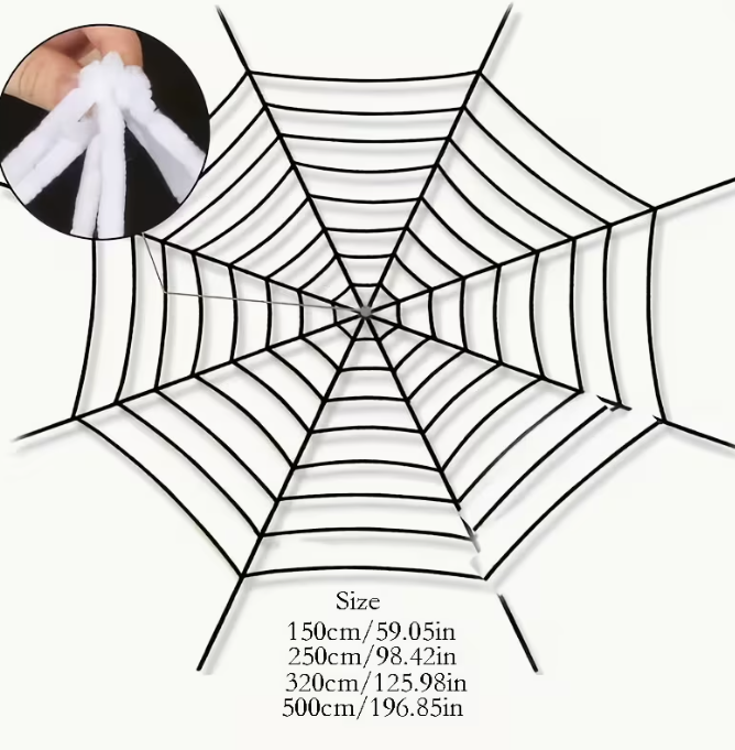 Realistic Plush Spider Web Hanging Decoration 59.05 Inch