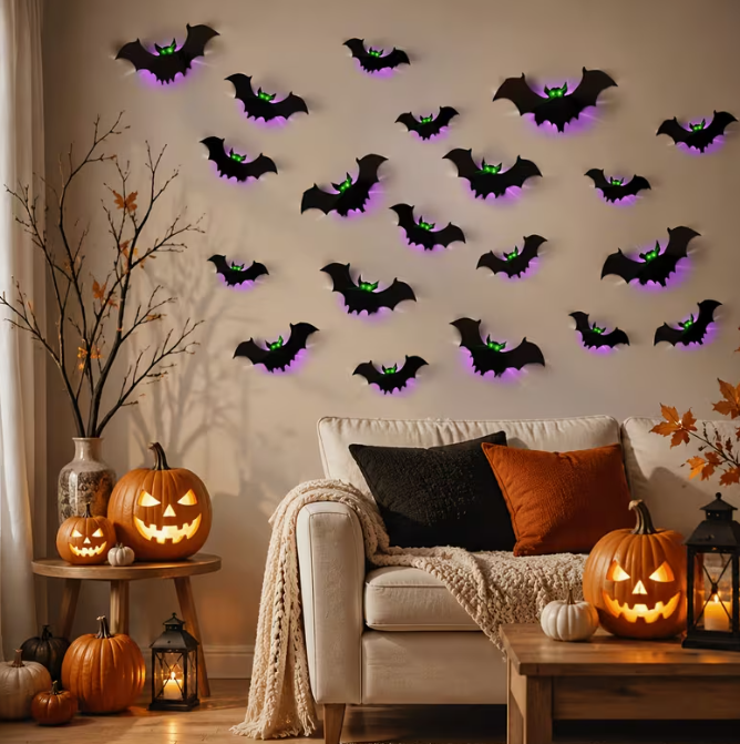 24 Packs Halloween Bats Decorations Wall Stickers