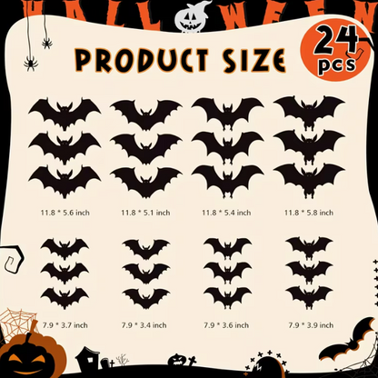 24 Packs Halloween Bats Decorations Wall Stickers
