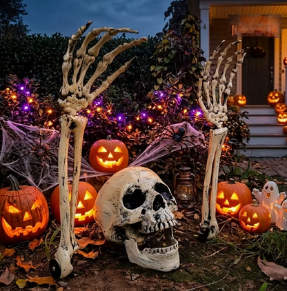 Outdoor Skeleton Set with Skull Head Skeleton Hand Yard Stake