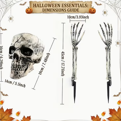 Outdoor Skeleton Set with Skull Head Skeleton Hand Yard Stake