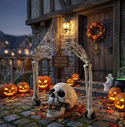Outdoor Skeleton Set with Skull Head Skeleton Hand Yard Stake